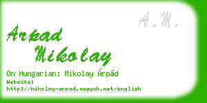 arpad mikolay business card